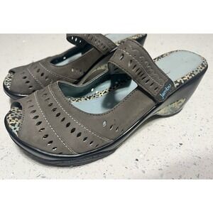 Jambu Journey Encores MaryJane Shoes‎ Women 7.5 Gray Leather Sport Wedge Walking